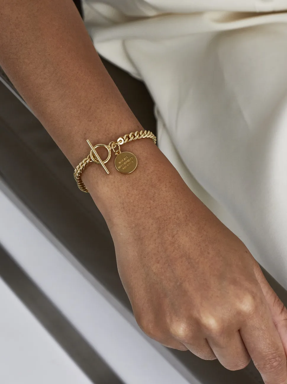 Baby Gold Curb Link Bracelet With Compass