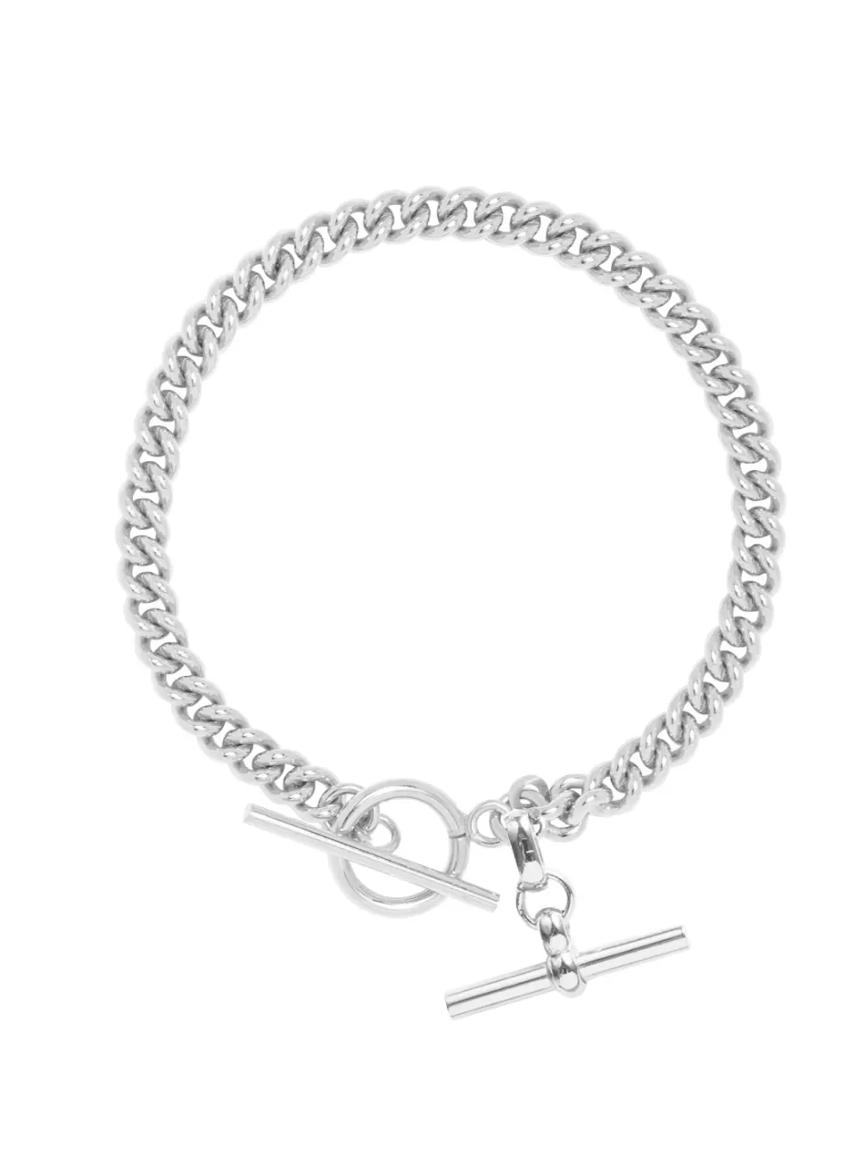 Baby Silver Curb Link Bracelet with T-Bar