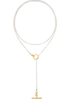 Fine Silver and Gold Lariat Necklace