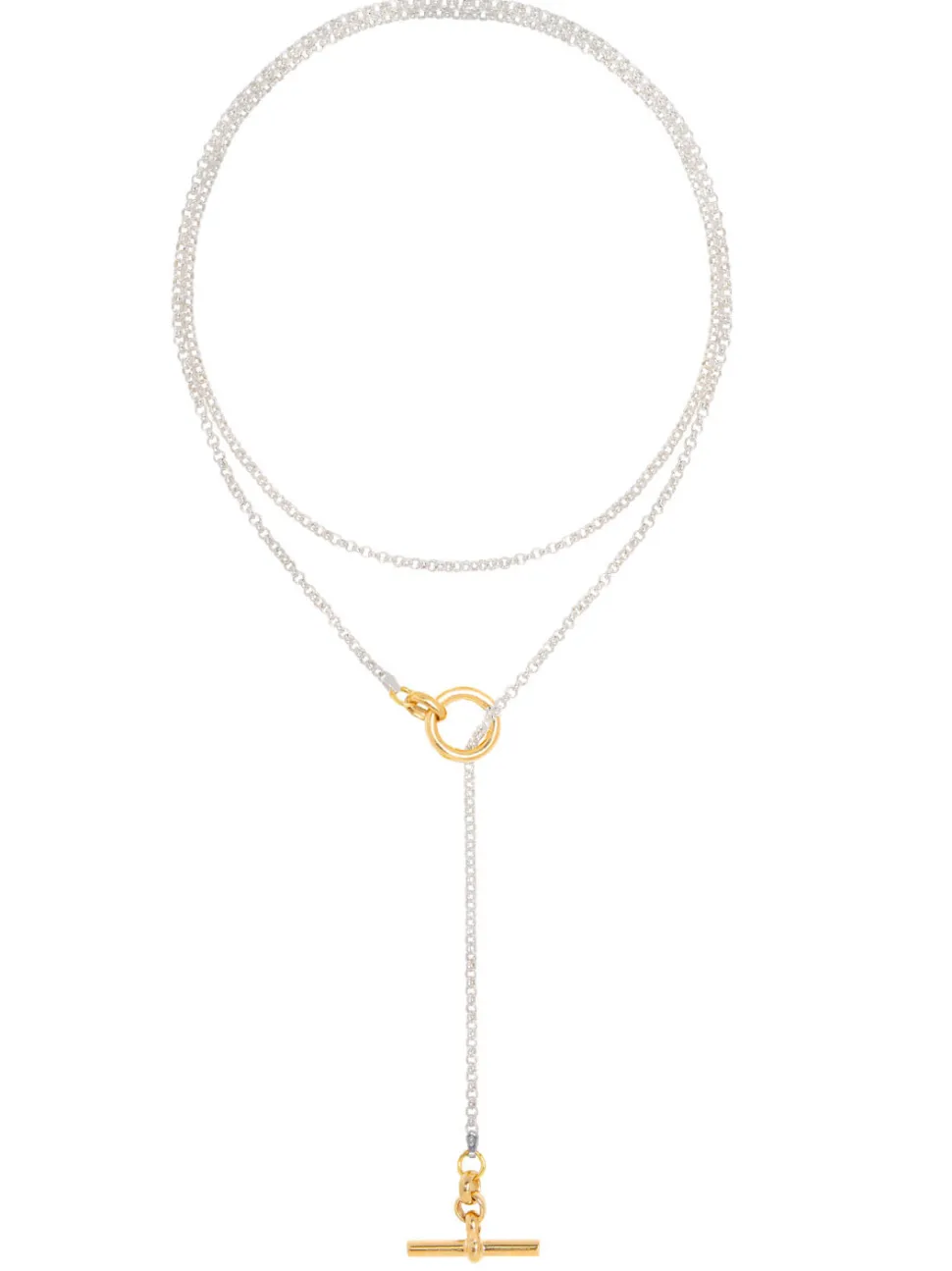 Fine Silver and Gold Lariat Necklace