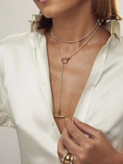 Fine Silver and Gold Lariat Necklace
