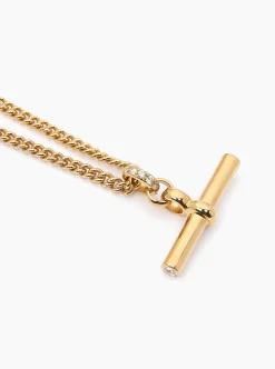 Giant Gold Jewelled T-Bar on Curb Chain