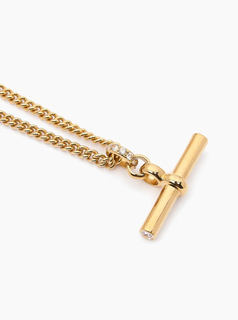 Giant Gold Jewelled T-Bar on Curb Chain