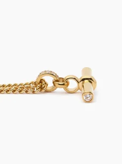 Giant Gold Jewelled T-Bar on Curb Chain