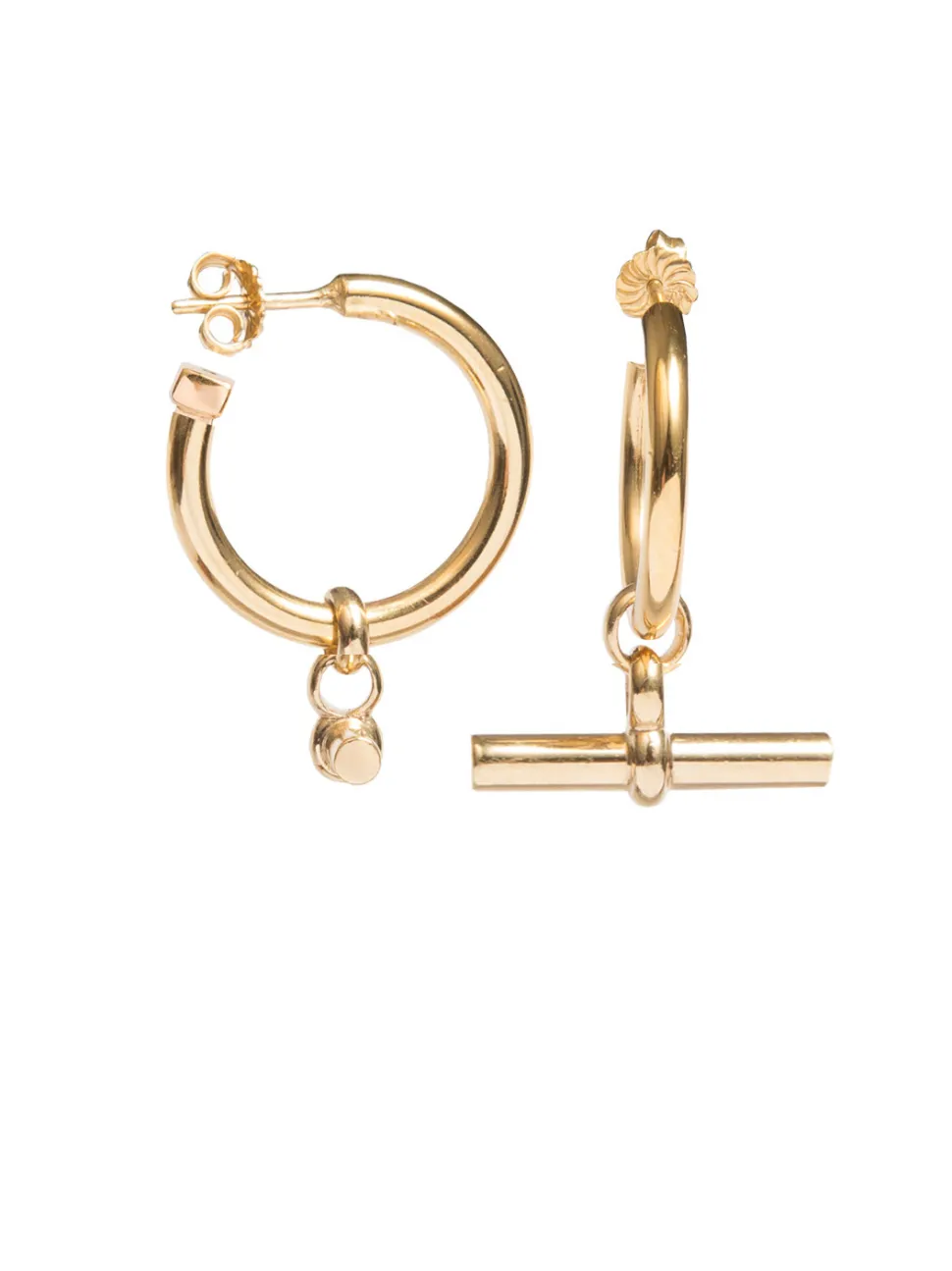 Giant Gold T-bar Earrings