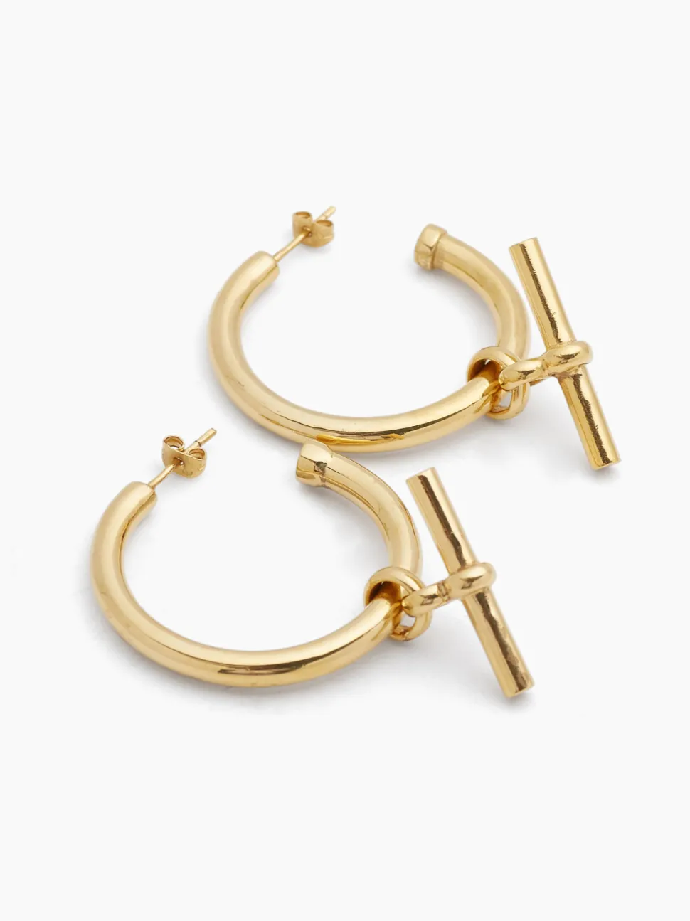 Giant Gold T-bar Earrings