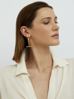 Giant Gold T-bar Earrings