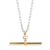 Giant Gold T-Bar On Chunky Silver Belcher Chain