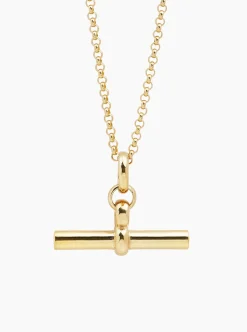 Giant Gold T-Bar on 80cm Chunky Belcher Chain Necklace