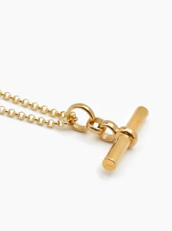 Giant Gold T-Bar on 80cm Chunky Belcher Chain Necklace