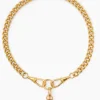 Giant Gold T-bar on Large Curb Clipt Necklace