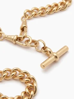 Giant Gold T-bar on Large Curb Clipt Necklace