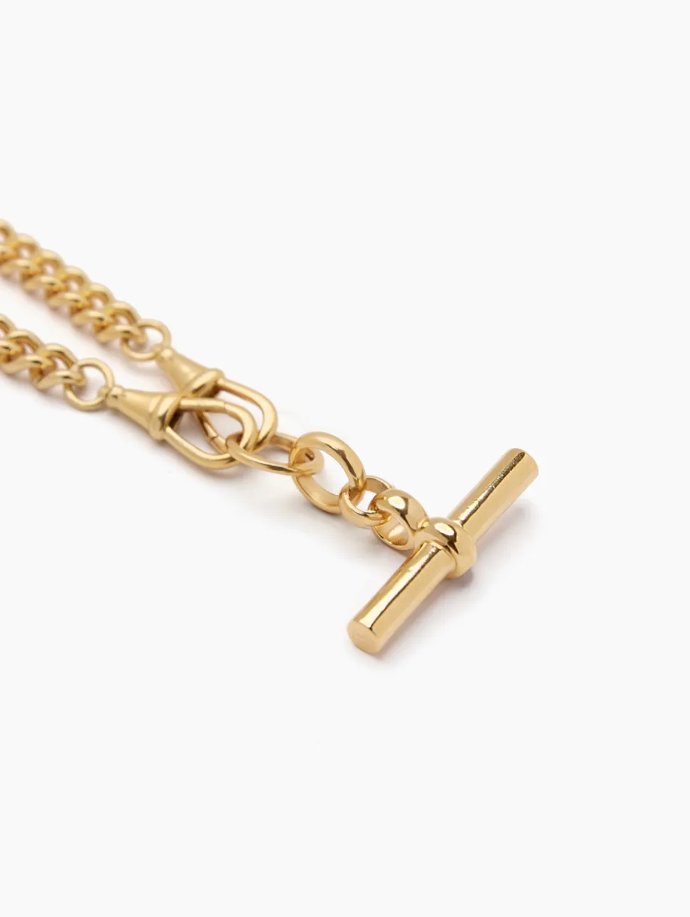 Giant Gold T-bar on Large Curb Clipt Necklace