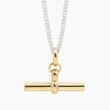 Giant Gold T-Bar on Silver Curb Chain