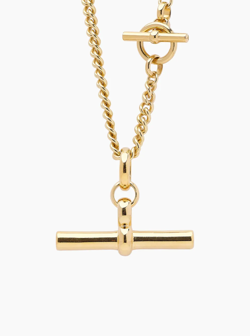 Giant Gold T-Bar On T-Bar Clasp Curb Chain
