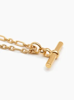 Giant Gold T-Bar On Tiny Watch Chain Necklace