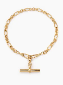 Giant Gold T-bar on Watch Clipt Necklace