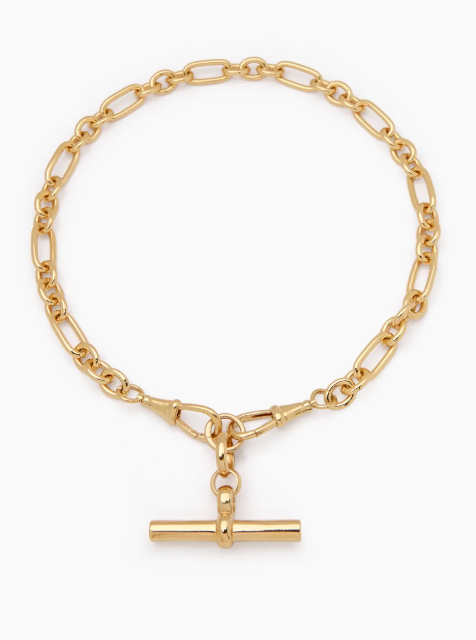 Giant Gold T-bar on Watch Clipt Necklace