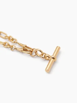 Giant Gold T-bar on Watch Clipt Necklace