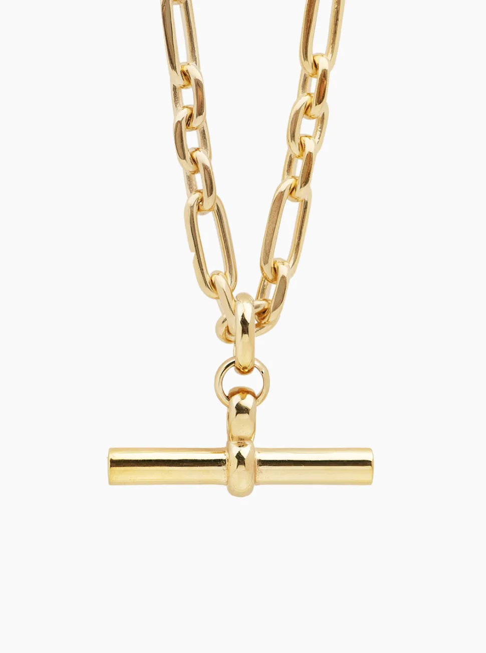 Giant Gold T-Bar Watch Chain Necklace