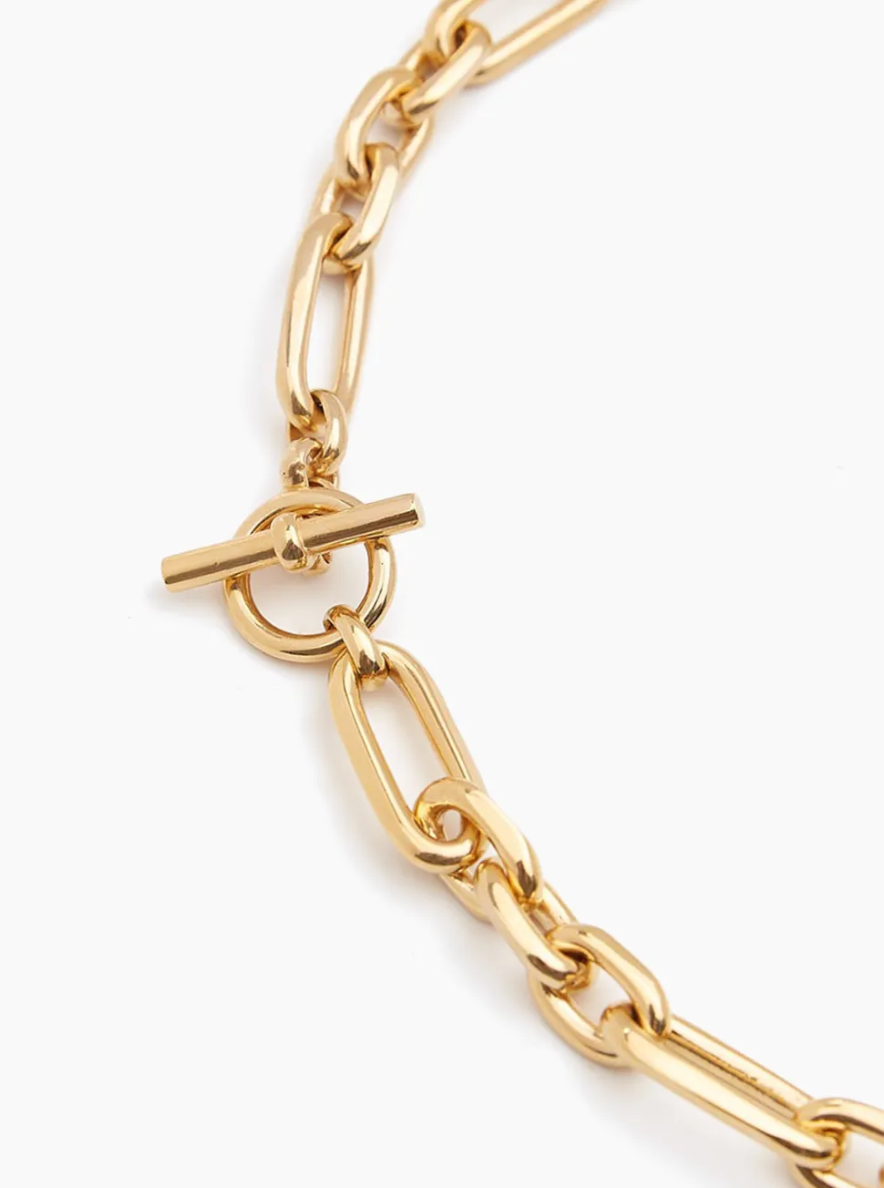 Giant Gold T-Bar Watch Chain Necklace