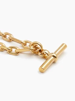 Giant Gold T-Bar Watch Chain Necklace