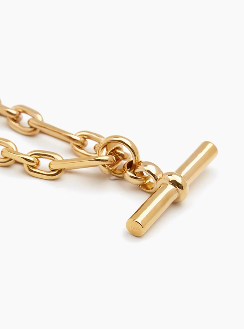 Giant Gold T-Bar Watch Chain Necklace