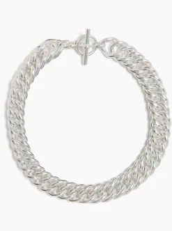 Giant Silver Plated Curb Chain Necklace