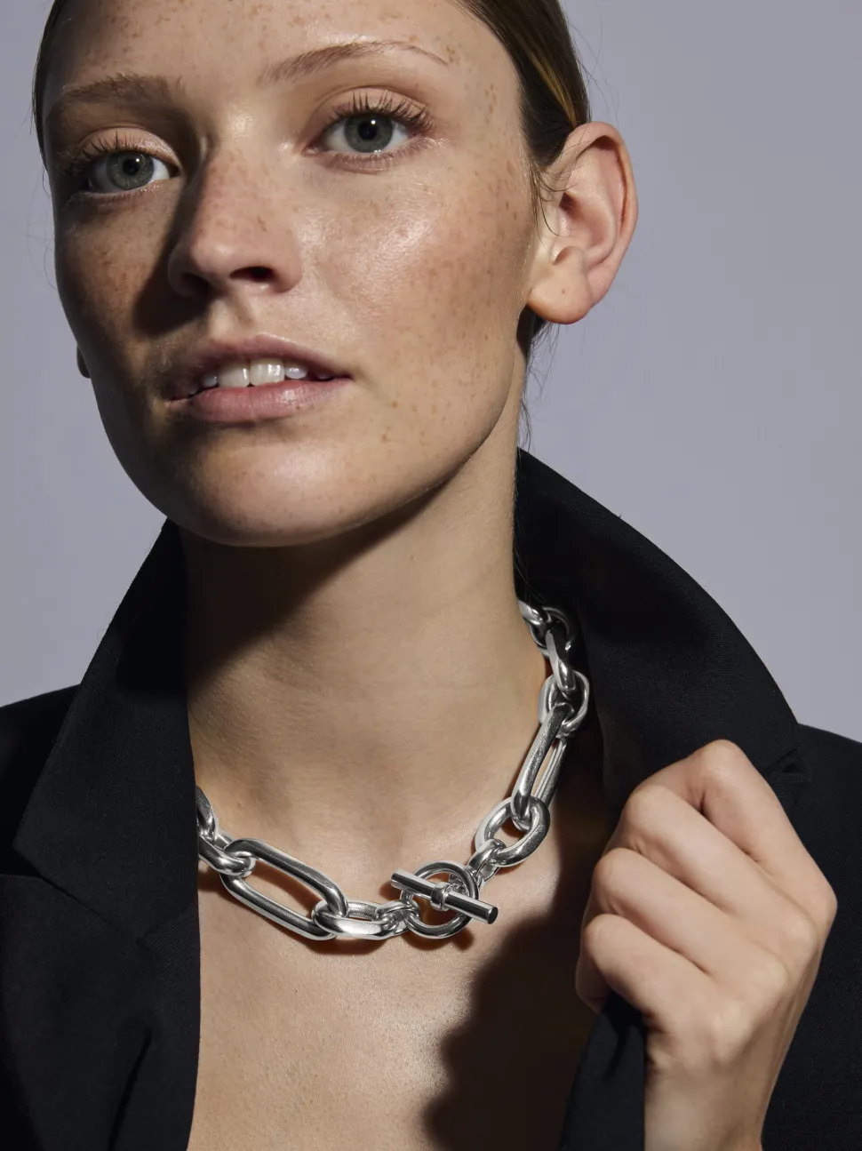 Giant Silver Plated Watch Chain Necklace