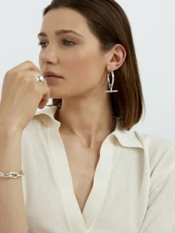 Giant Silver T-Bar Earrings