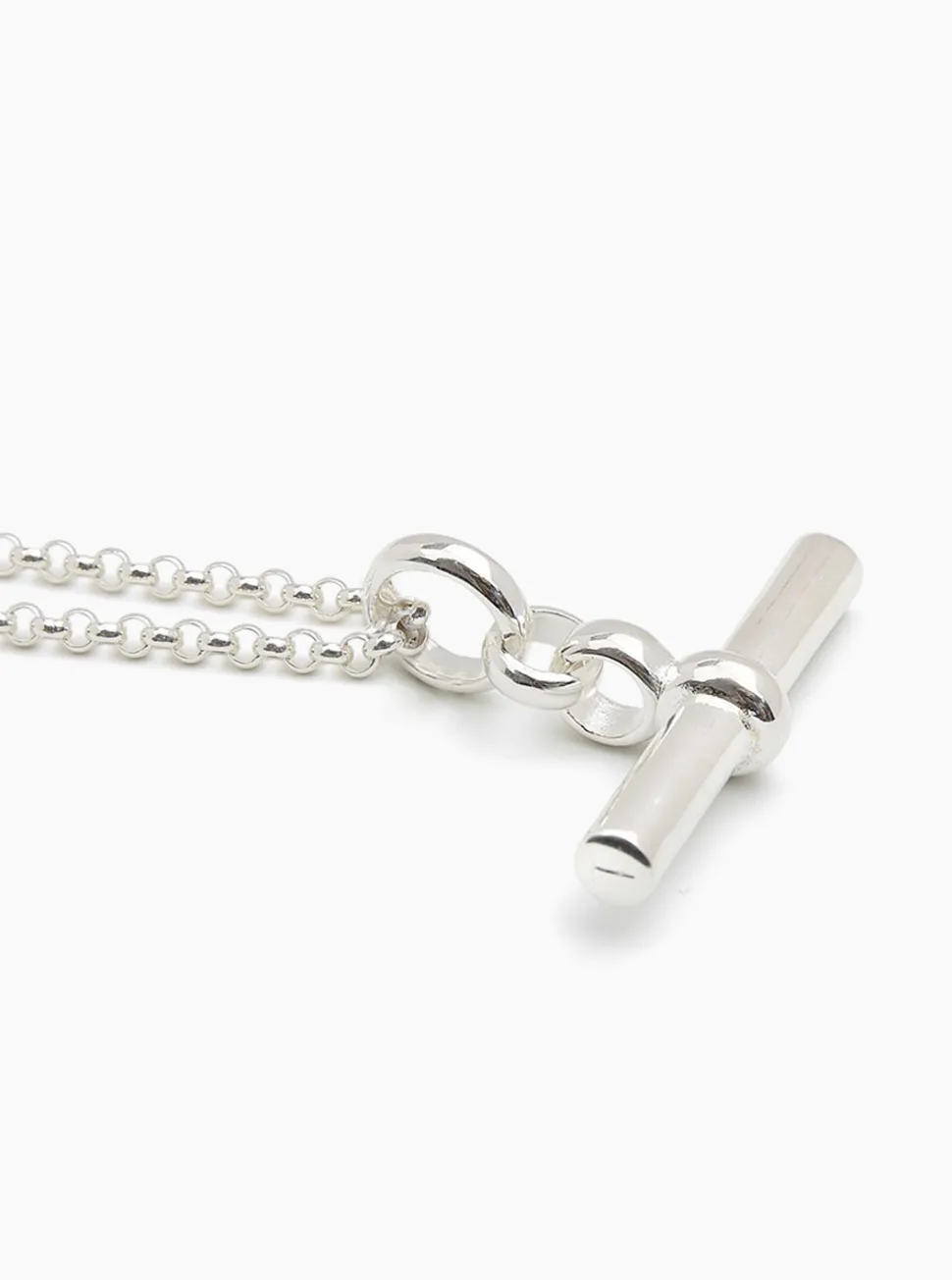 Giant Silver T-Bar on 80cm Chunky Belcher Chain Necklace