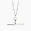 Giant Silver T-Bar on Curb Chain