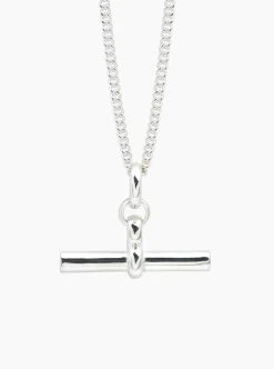 Giant Silver T-Bar on Curb Chain