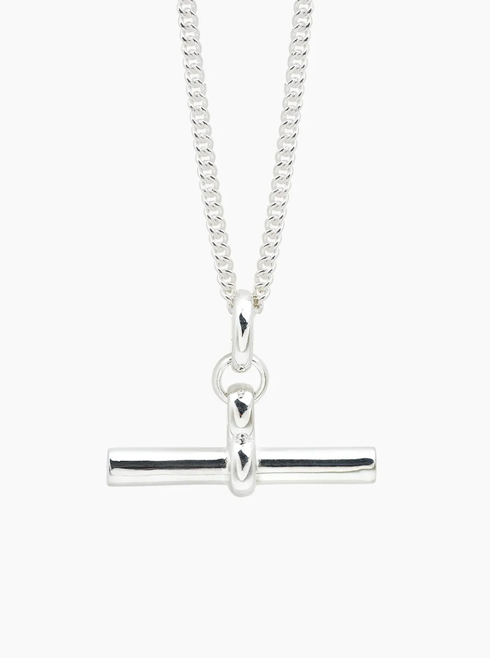 Giant Silver T-Bar on Curb Chain