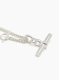 Giant Silver T-Bar on Curb Chain
