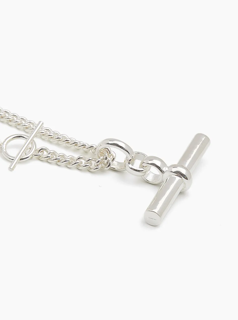 Giant Silver T-Bar on Curb Chain