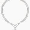 Giant Silver T-bar on Large Silver Curb Clipt Necklace