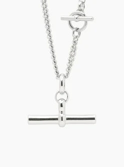 Giant Silver T-Bar On T-Bar Clasp Curb Chain