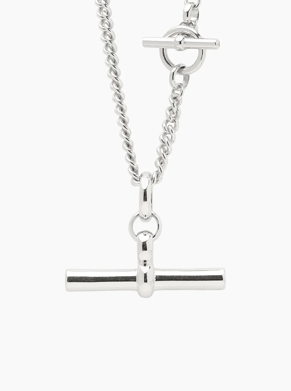 Giant Silver T-Bar On T-Bar Clasp Curb Chain