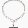 Giant Silver T-bar on Watch Clipt Necklace