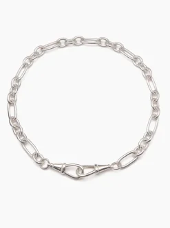 Giant Silver T-bar on Watch Clipt Necklace