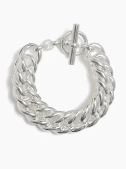Giant Silver-Plate Curb Link Bracelet