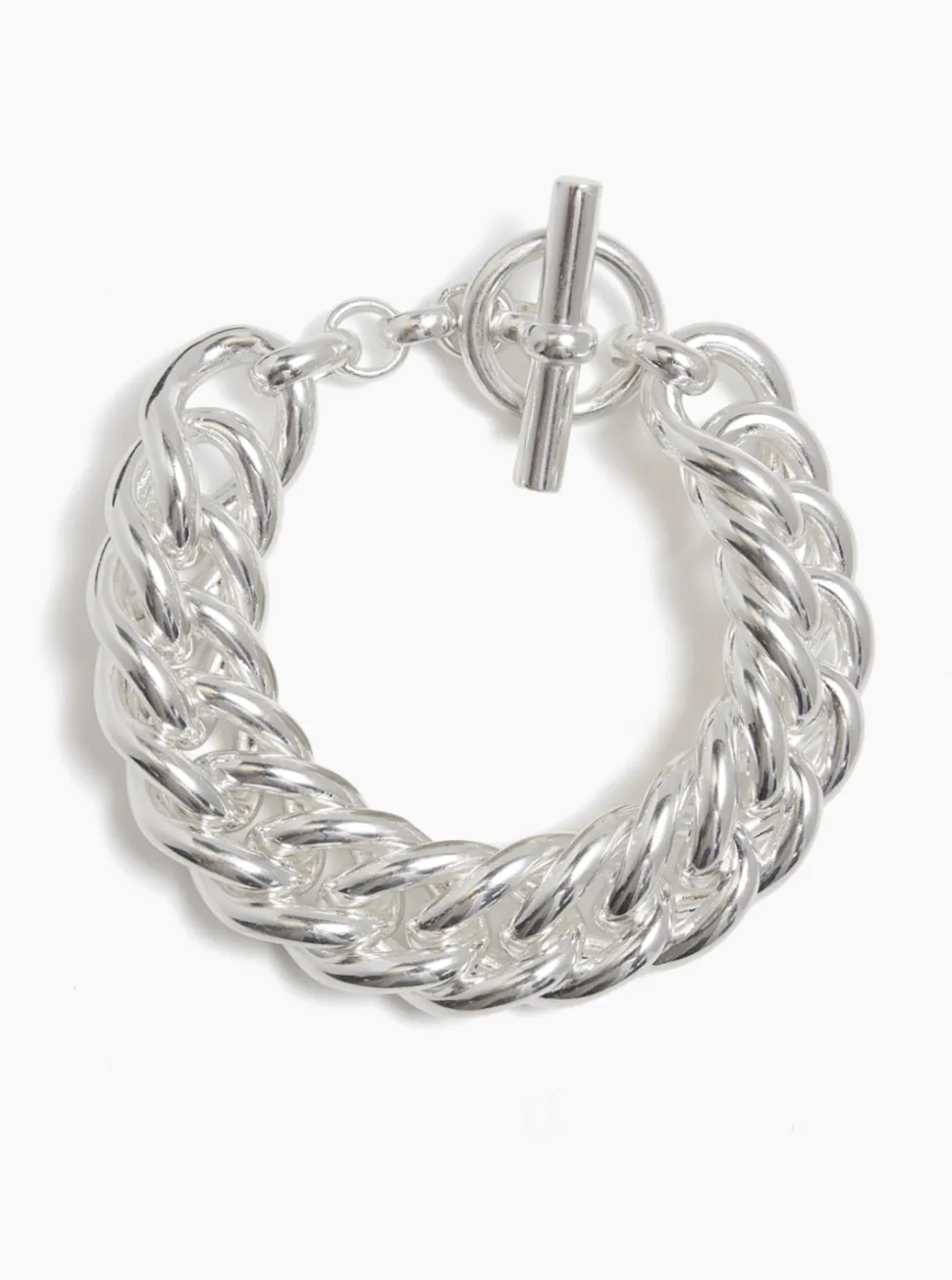Giant Silver-Plate Curb Link Bracelet