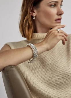 Giant Silver-Plate Curb Link Bracelet