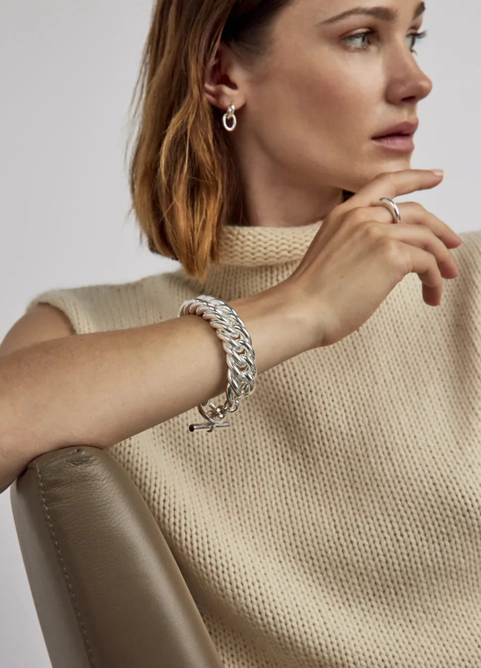 Giant Silver-Plate Curb Link Bracelet
