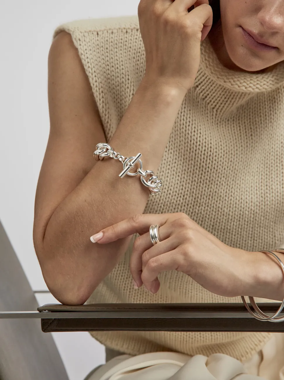 Giant Silver-Plate Curb Link Bracelet