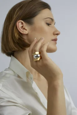 Gold and Silver Ridge Triple Ring Set