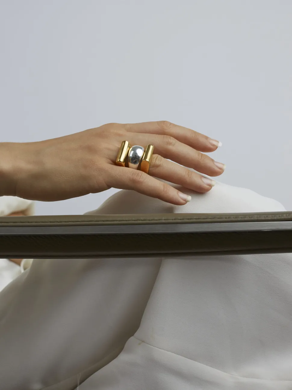 Gold and Silver Ridge Triple Ring Set