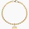 Gold Belcher Bracelet with Gold Padlock Heart
