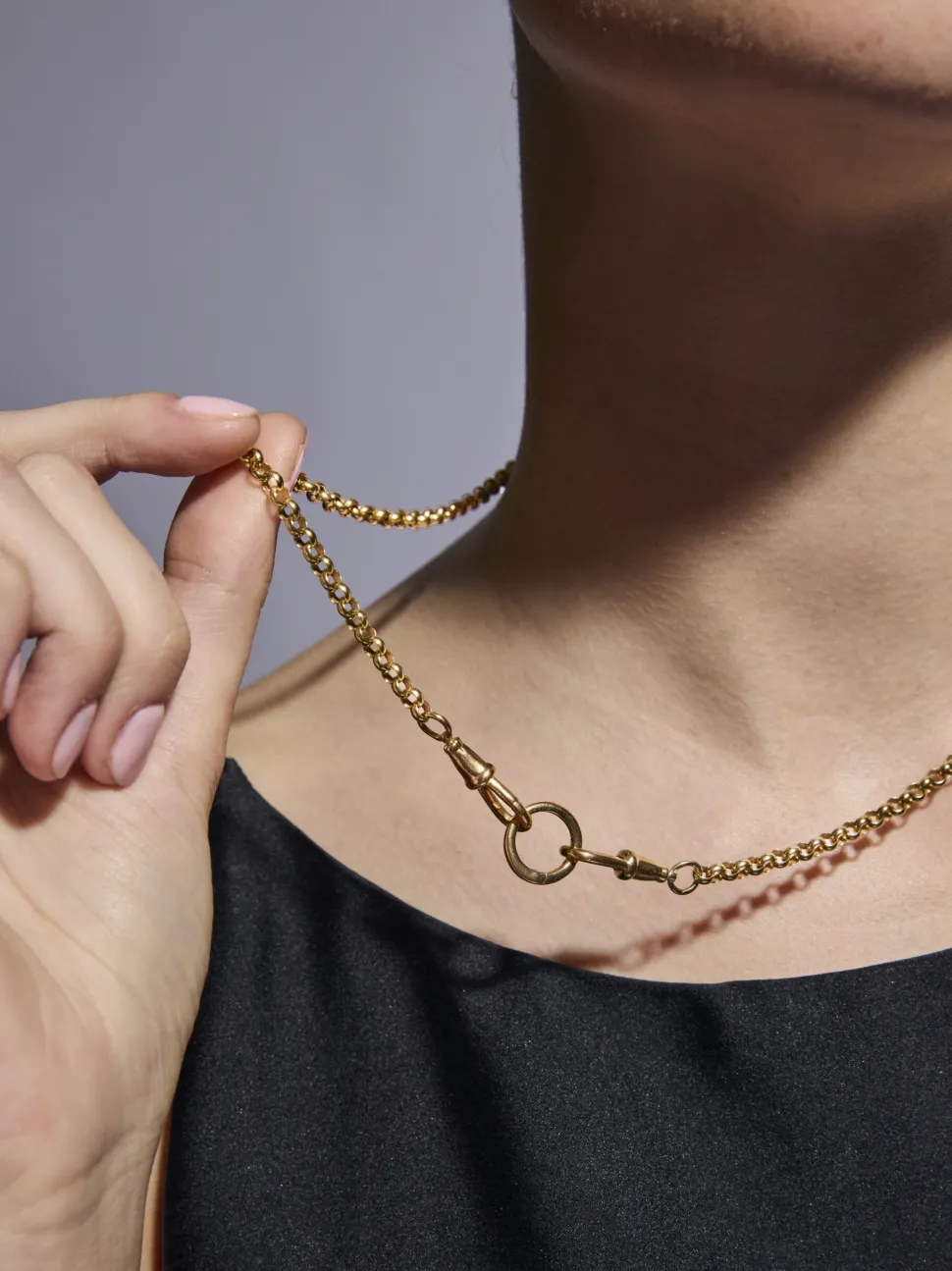 Gold Chunky Belcher Triple Clipt Necklace